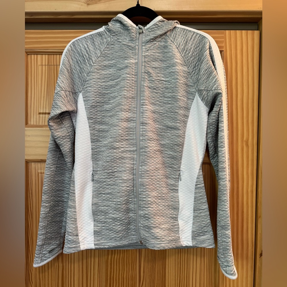 Athleta Light Gray and White Hoodie